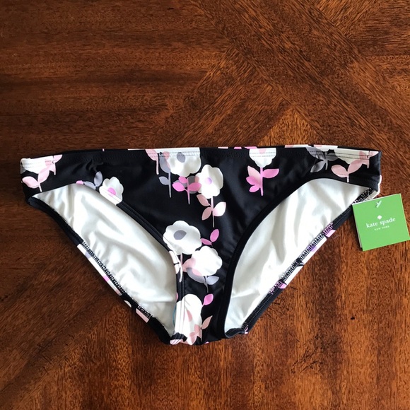 NWT Kate Spade Black Floral-Print Bikini Bottom XL - Picture 5 of 11